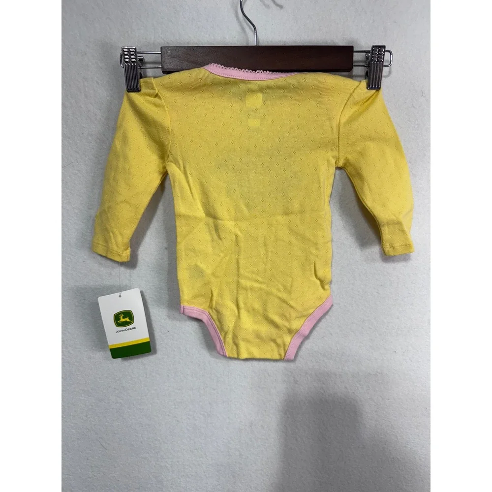 John Deere Infant Romper Bodysuit Kids 3/6M Yellow Horse Embroidery J2B643YN New